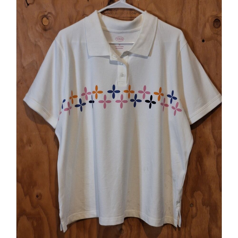 Talbots Shirt Women's 3X Classic Polo White Preppy Retro Basic Simple Normcore